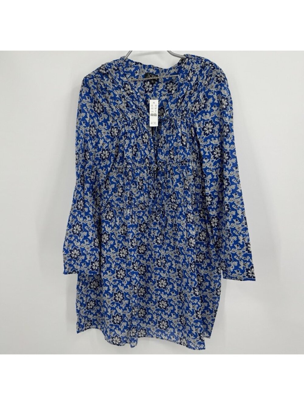 J. Crew Tiered Tie-front Beach Dress in Cobalt Floral Cotton Voile size XL NWT